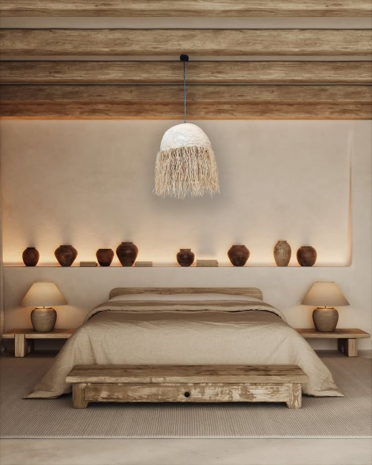 Φωτιστικό Γύψινο Οροφής Μπεζ Με Κρόσσια LUM7429