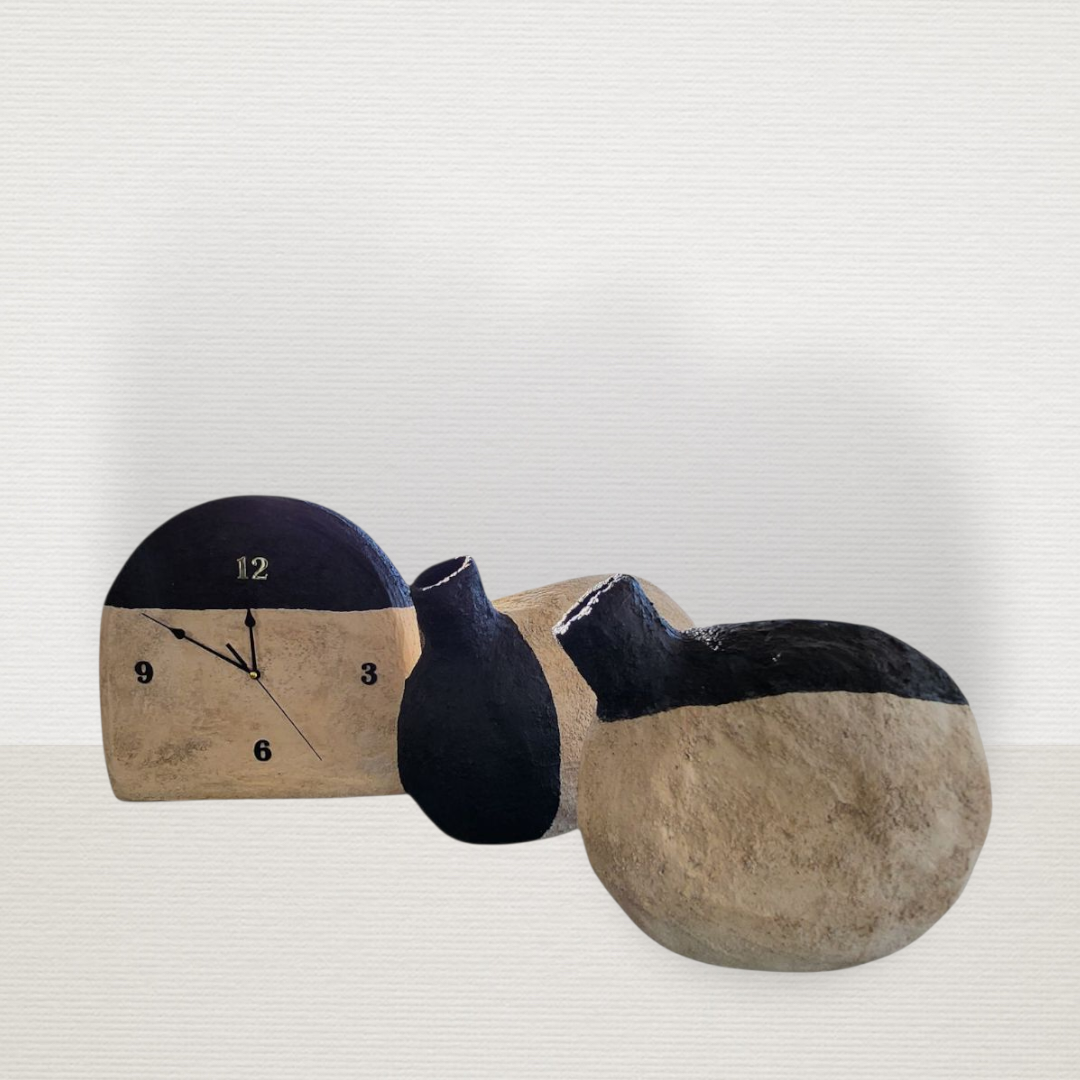 Βάζο Οβάλ Wabi Sabi Black ART7477