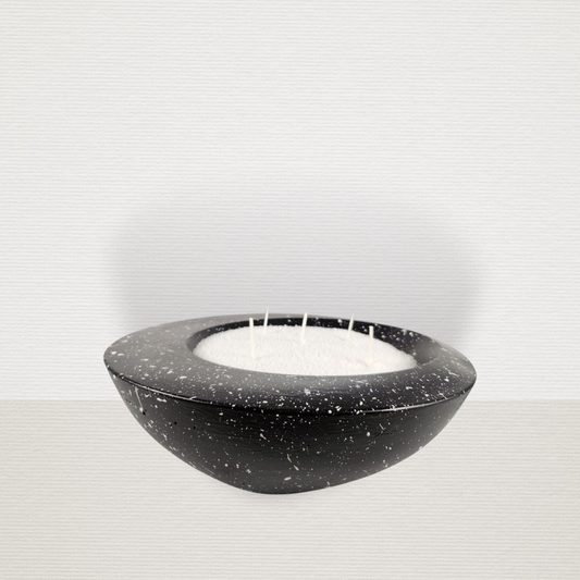 Μπολ Μαύρο Με Λευκές Πιτσιλιές Και Κερί Λευκή Άμμο ART7439