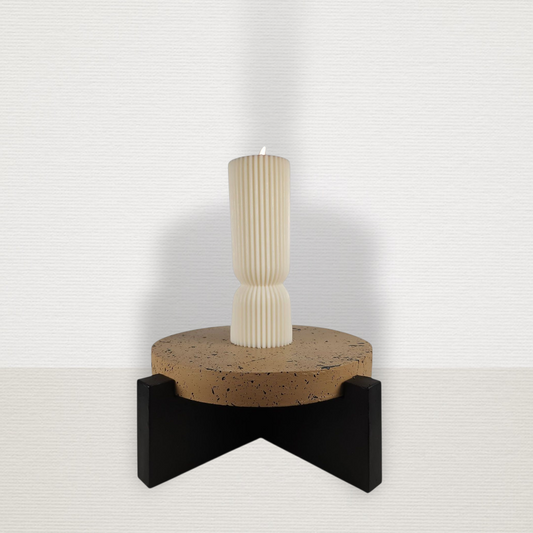 Δίσκος Μπεζ Με Μαύρες Πιτσιλιές Σε Βάση Μαύρη & Κερί ART7452