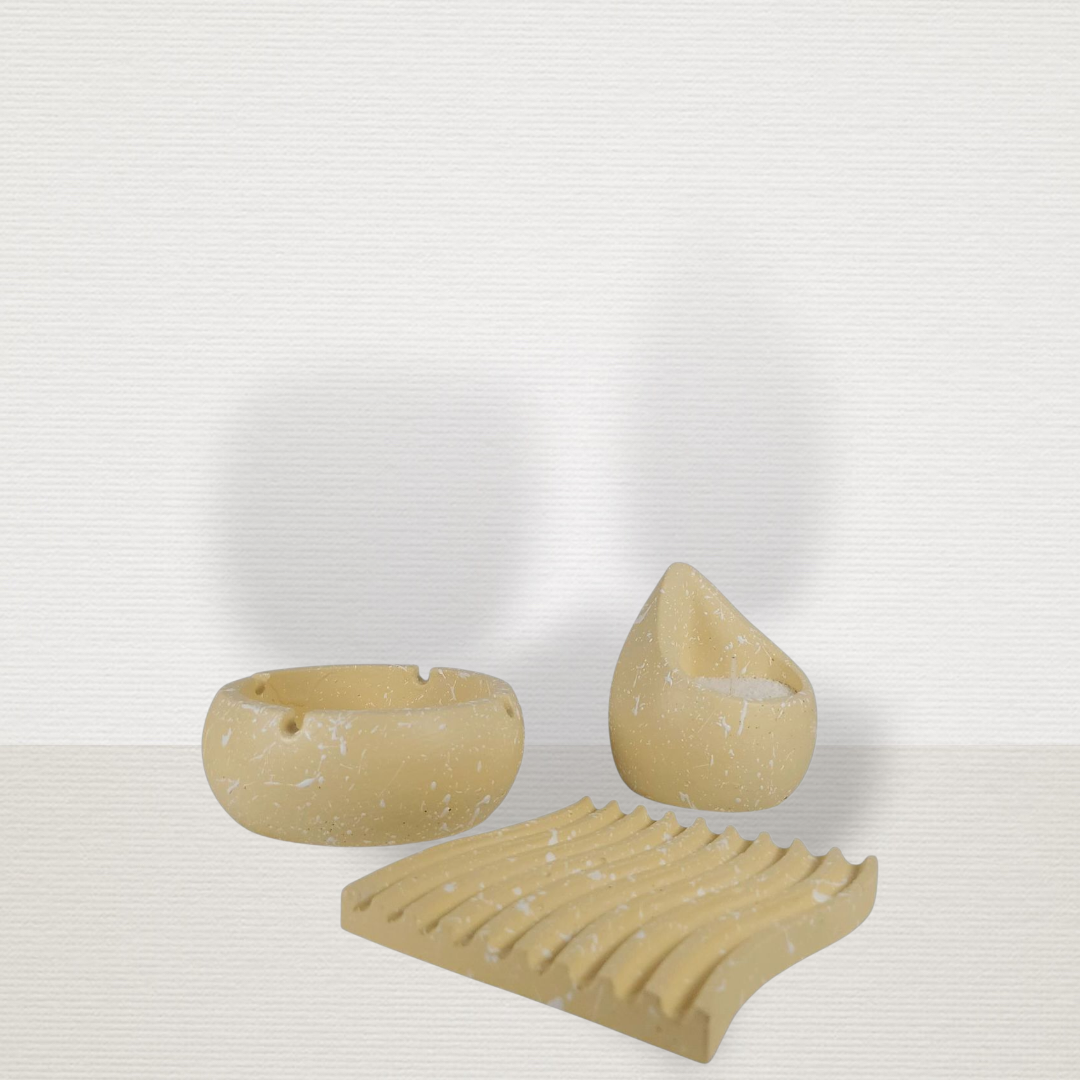 Σετ Ώχρα Με Λευκές Πιτσιλιές ART7445