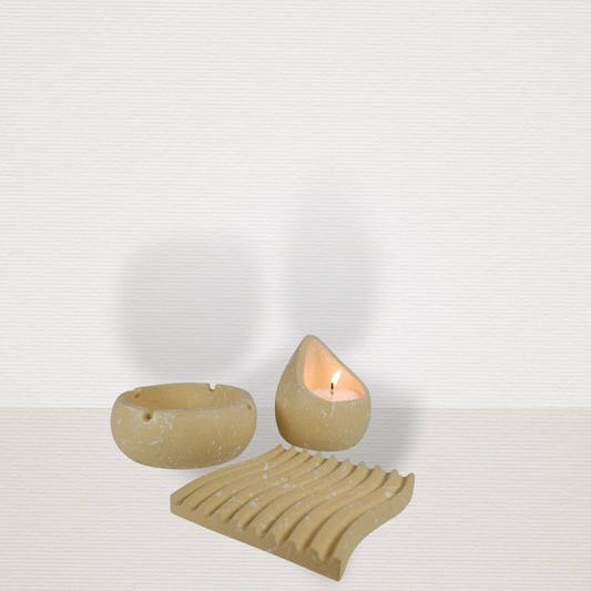 Σετ Ώχρα Με Λευκές Πιτσιλιές ART7445