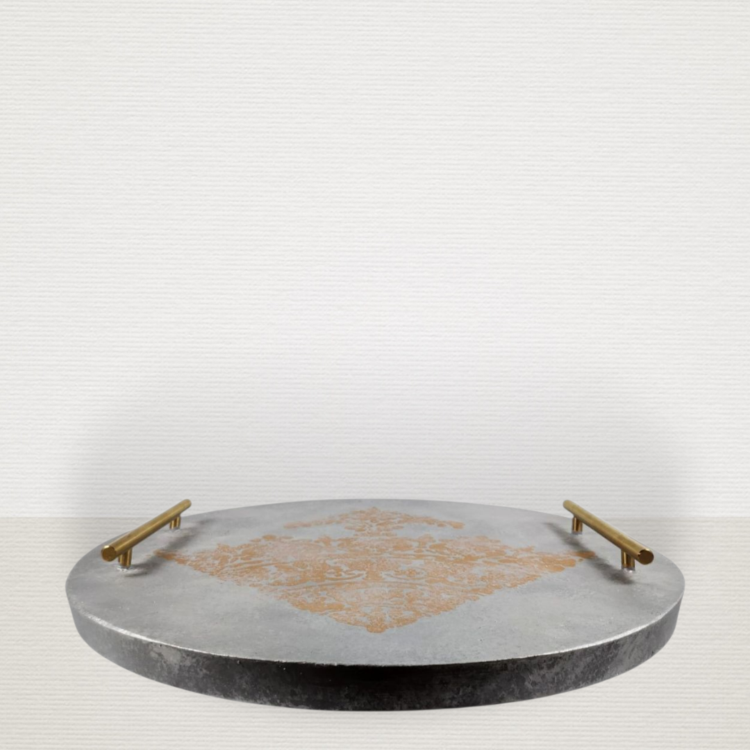 Δίσκος 50εκ. Γκρι Με Χρυσά Χερούλια ART7447