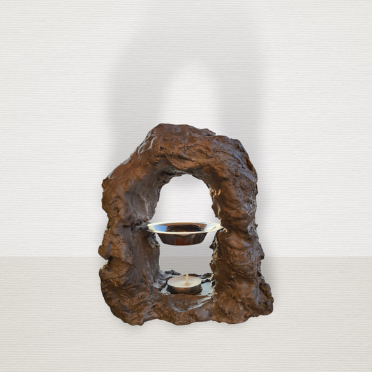 Καυστήρας Rock Γκρι Για Wax Melts Με Ανοξείδωτο Πιατάκι ART7483