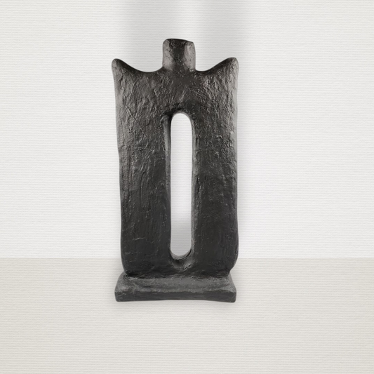 Βάζο Γλυπτό Διακοσμητικό Μαύρο Με Βάση ART7457