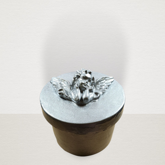 Κερί 280γρ. Σε Βάζο Με Καπάκι Άγγελος Ασημί CHR2008