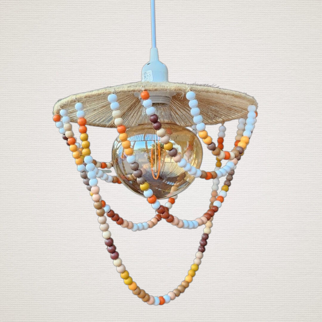 Φωτιστικό Οροφής Μπεζ Με Χάντρες LUM7435