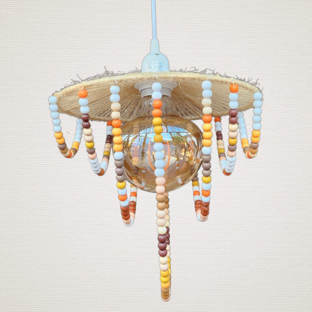 Φωτιστικό Οροφής Μπεζ Με Χάντρες LUM7435