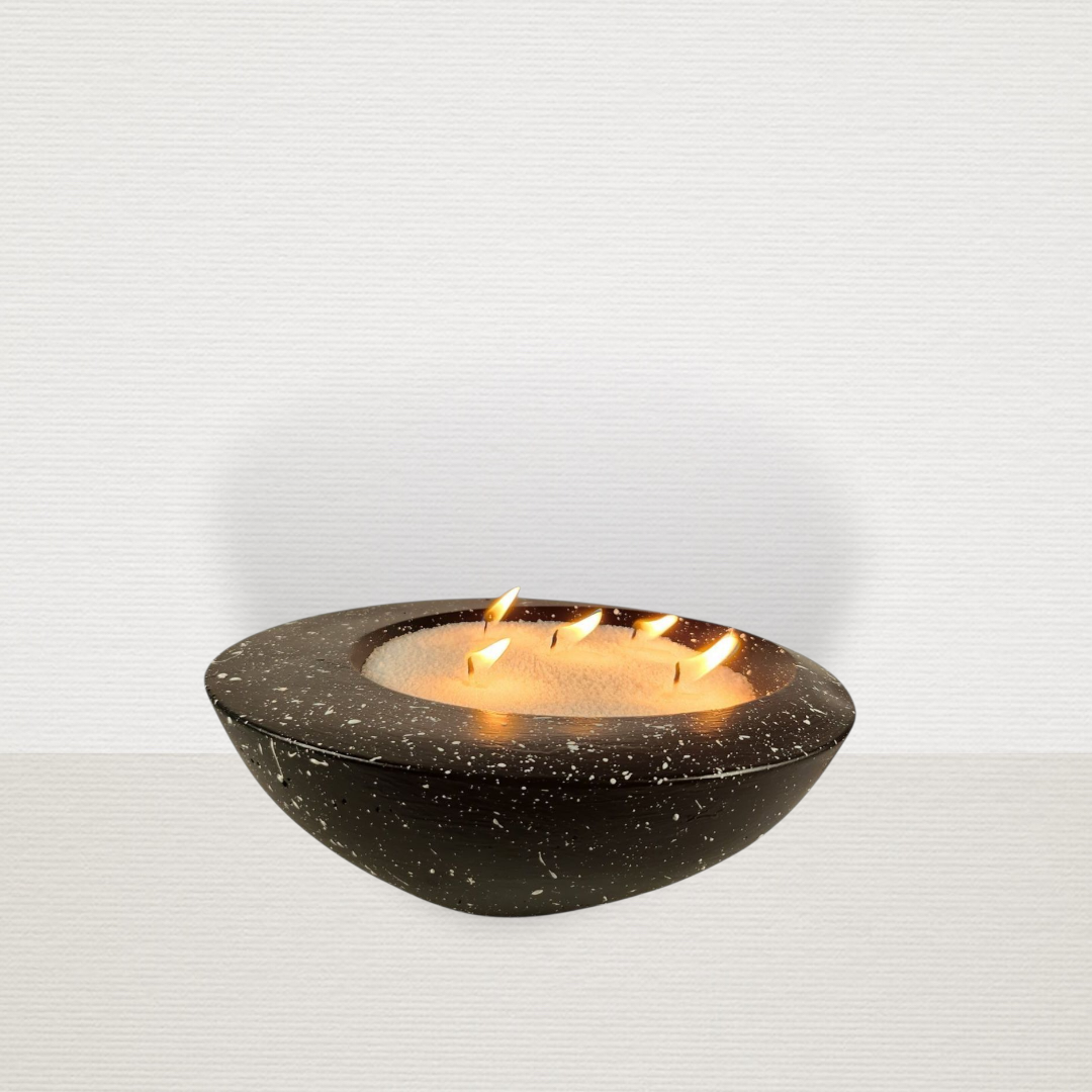 Μπολ Μαύρο Με Λευκές Πιτσιλιές Και Κερί Λευκή Άμμο ART7439
