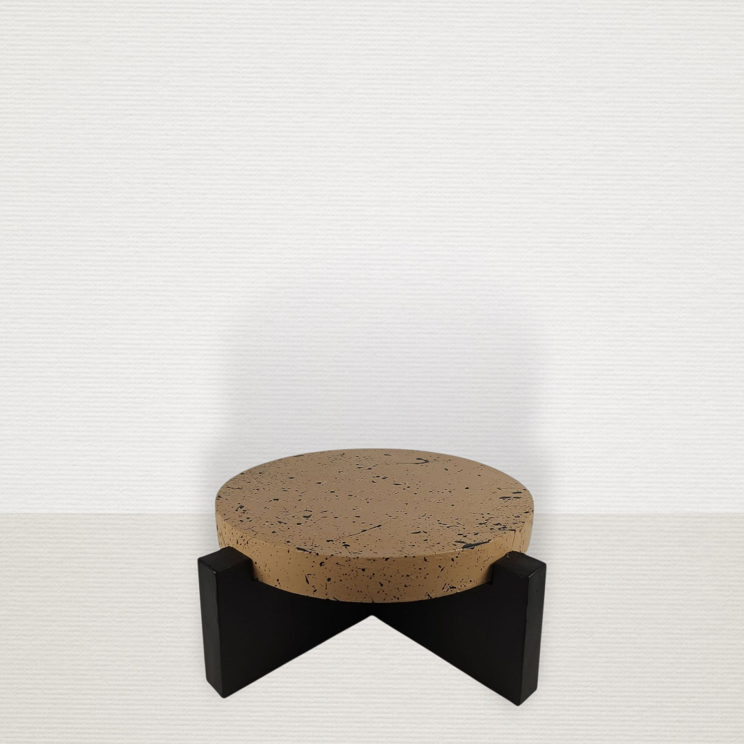 Δίσκος Μπεζ Με Μαύρες Πιτσιλιές Σε Βάση Μαύρη & Κερί ART7452