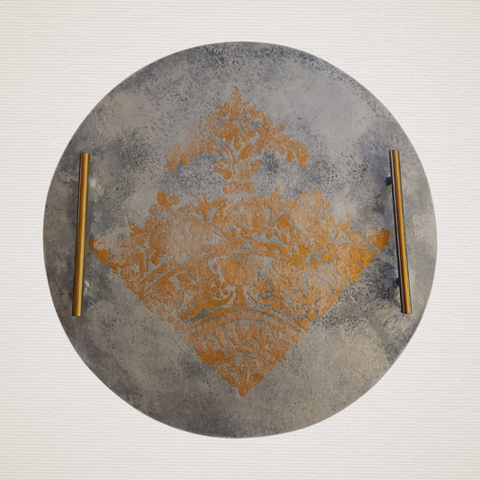 Δίσκος 50εκ. Γκρι Με Χρυσά Χερούλια ART7447