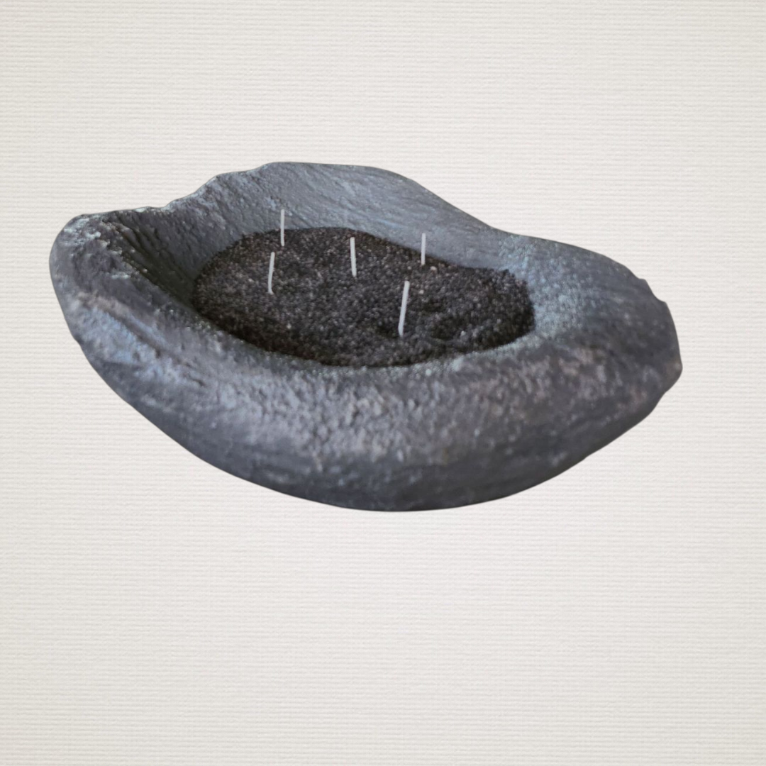 Μπολ Γκρι Με Κερί Άμμο Γκρι-Μαύρο ART7473