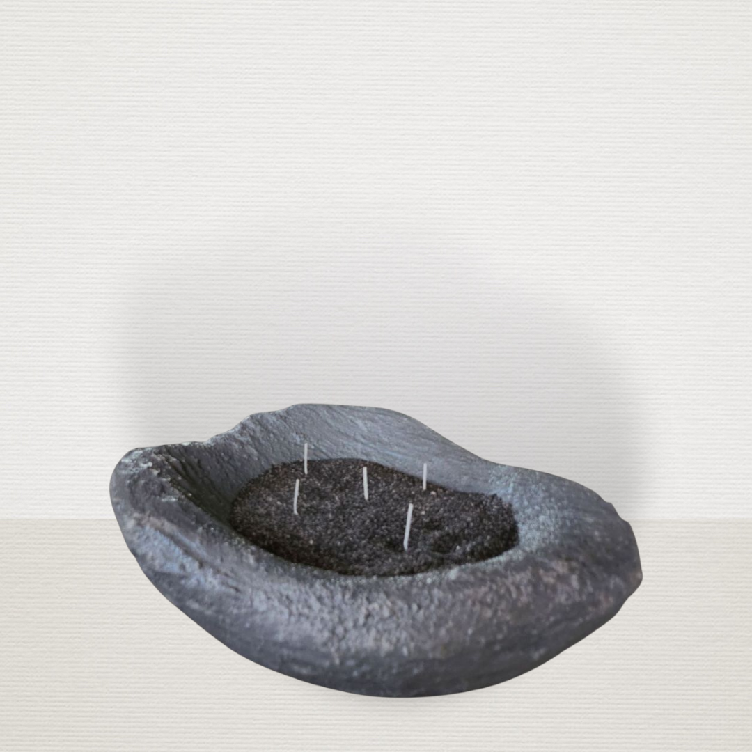 Μπολ Γκρι Με Κερί Άμμο Γκρι-Μαύρο ART7473
