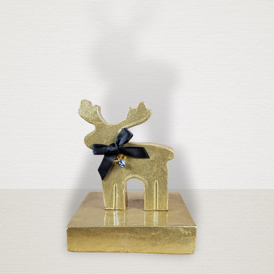 Γούρι Σε Βάση Με Τάρανδο Χρυσό CHR2019