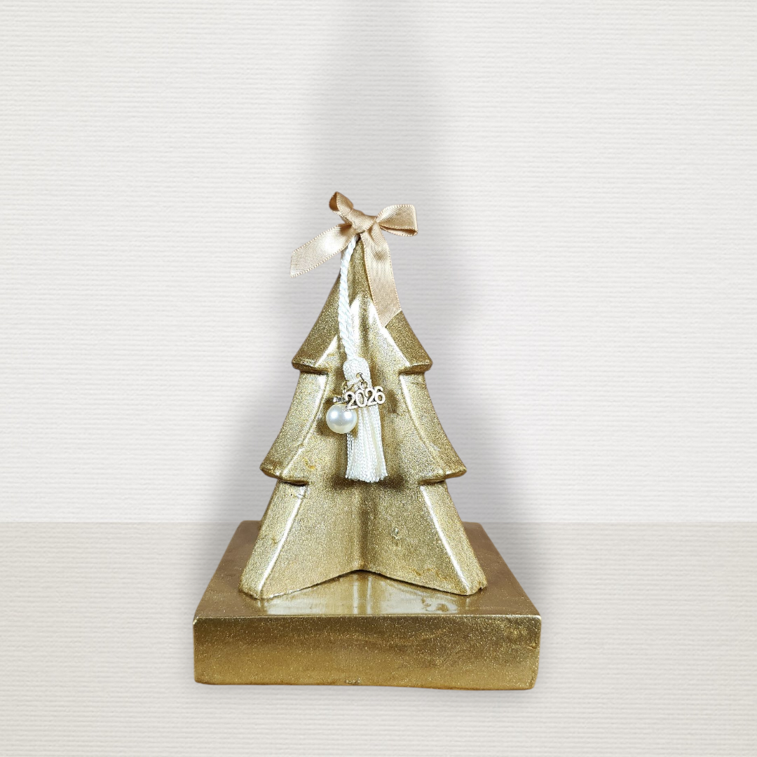 Γούρι Σε Βάση Με Δέντρο Χρυσό CHR2027