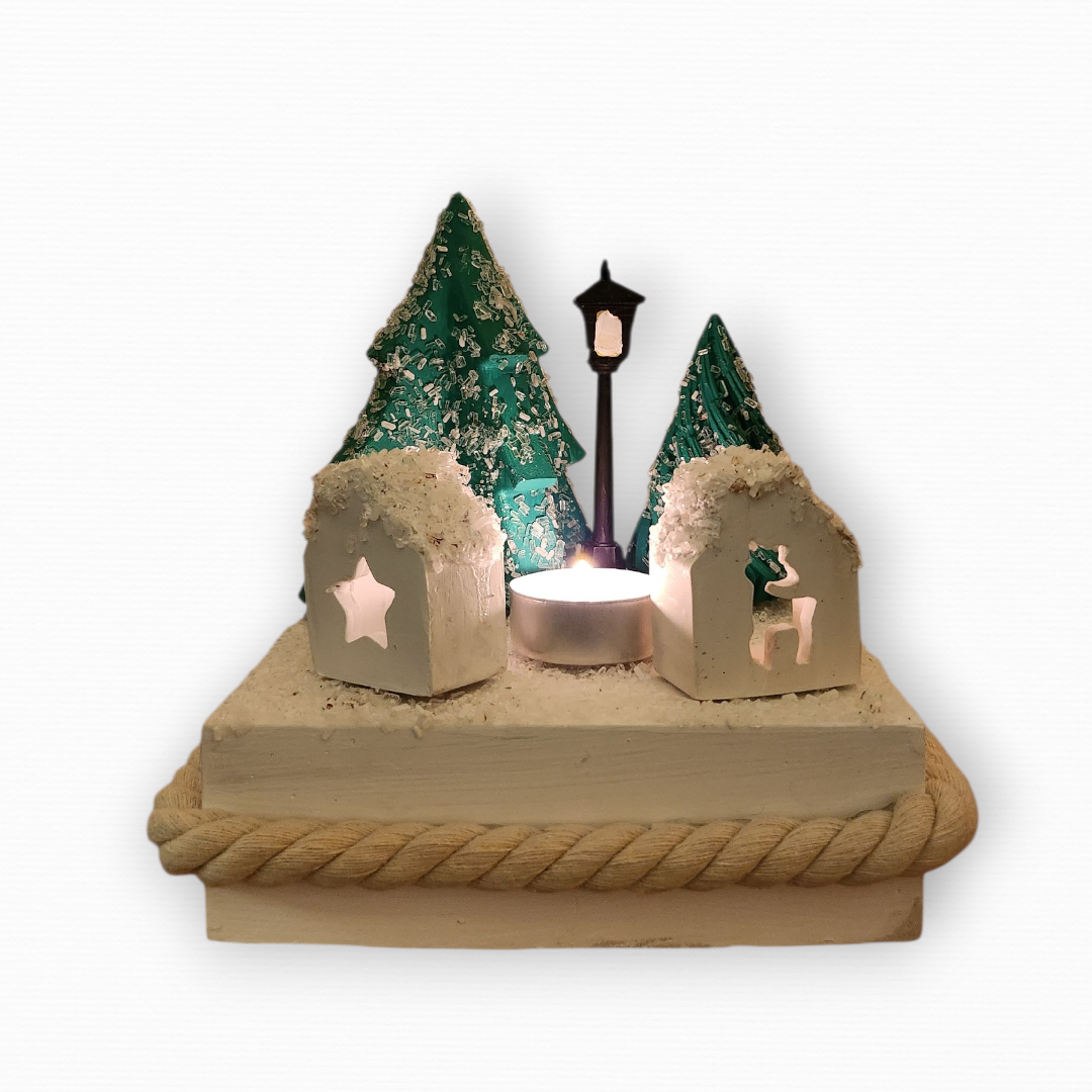 Χριστουγεννιάτικο Χωριό Σε Βάση Με Σχοινί CHR2018