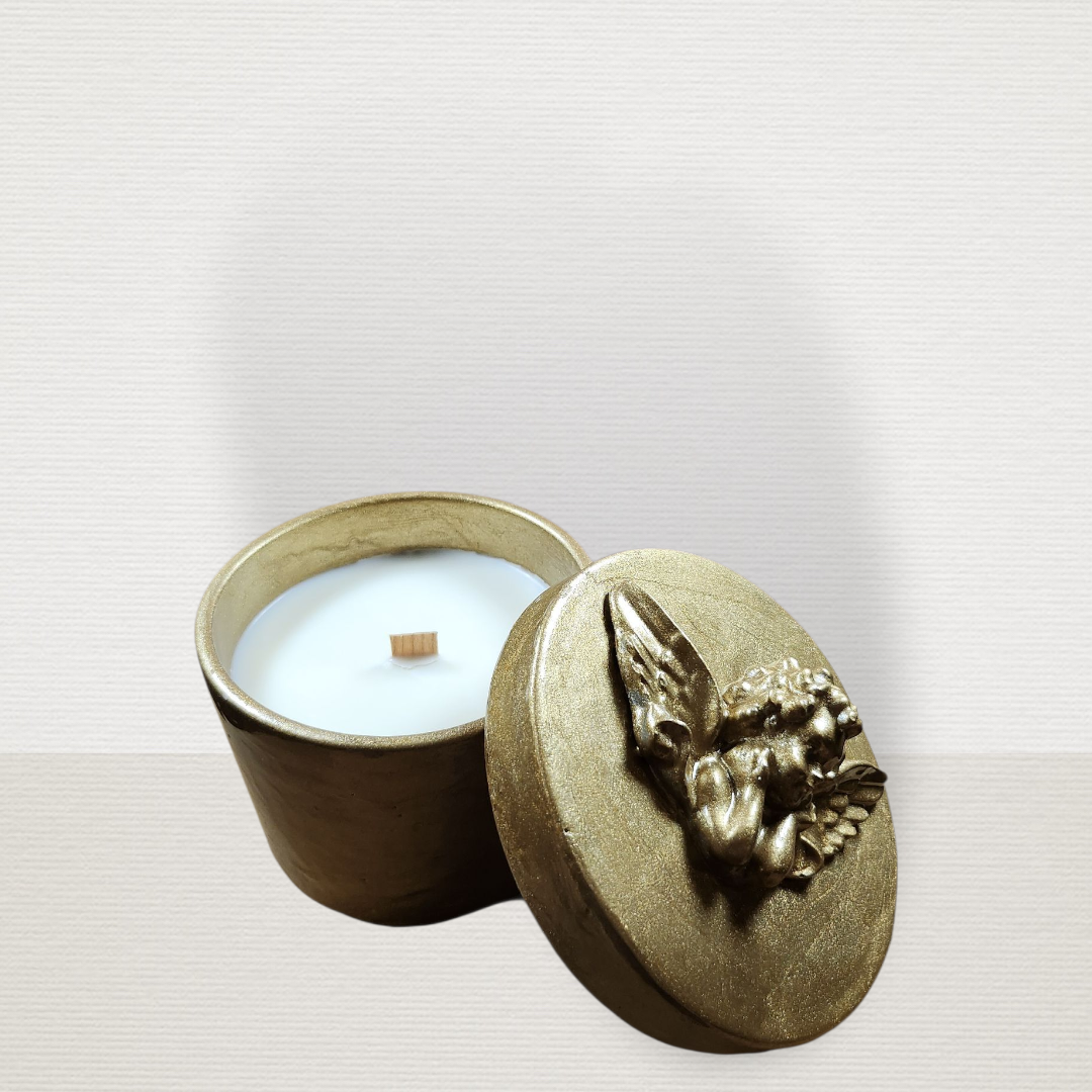 Κερί 280γρ. Σε Βάζο Με Καπάκι Άγγελος Χρυσός CHR2007