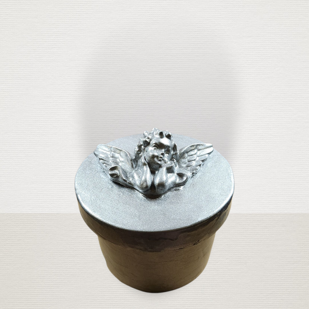 Κερί 280γρ. Σε Βάζο Με Καπάκι Άγγελος Ασημί CHR2008