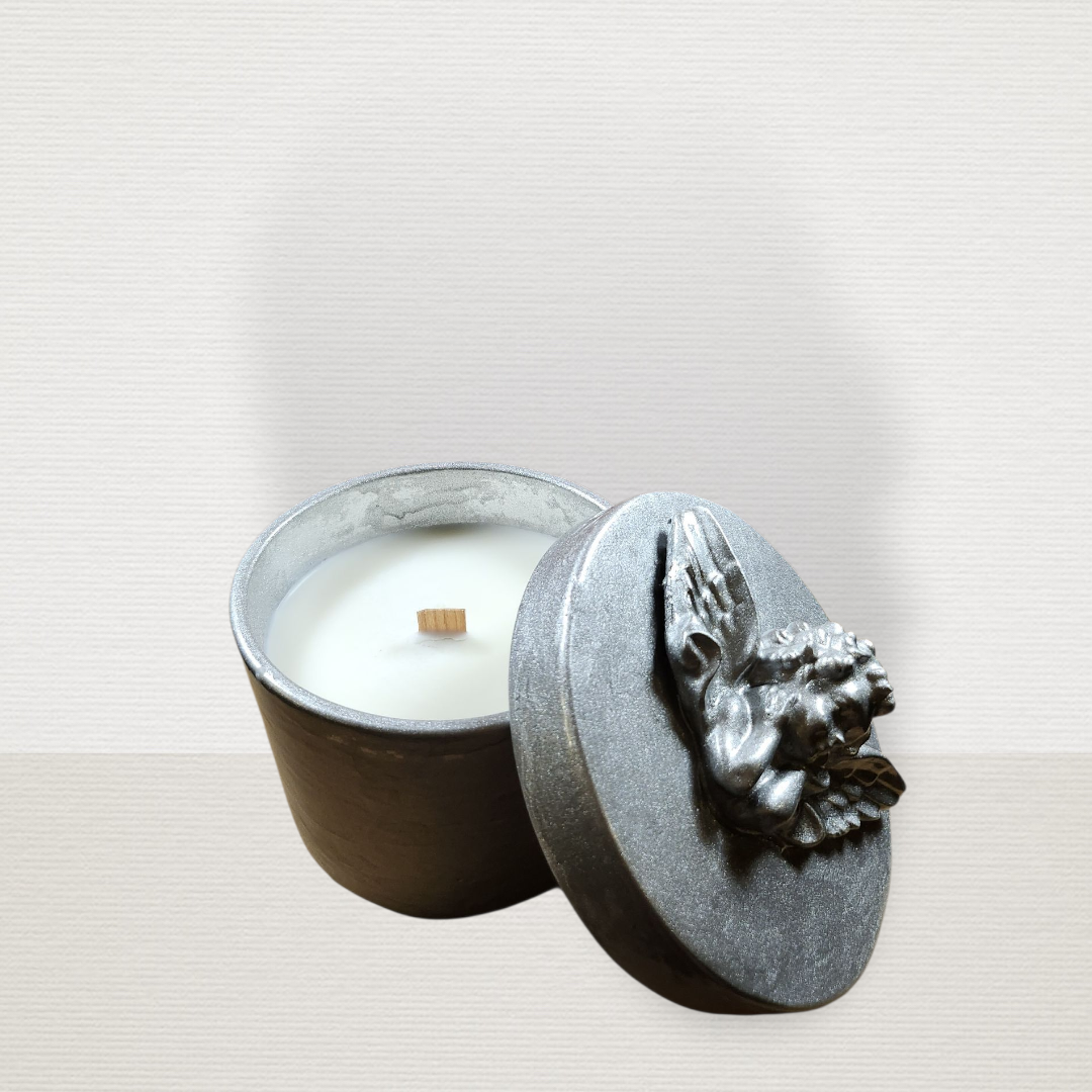 Κερί 280γρ. Σε Βάζο Με Καπάκι Άγγελος Ασημί CHR2008